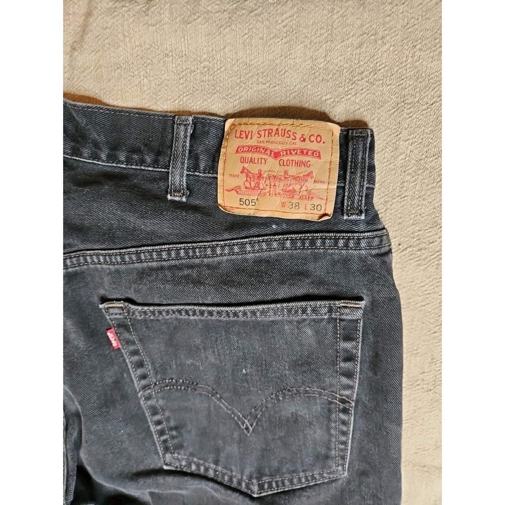 Levis 505 Black Jeans 38x30 Straight Fit Denim Classic Five Pocket Vintage